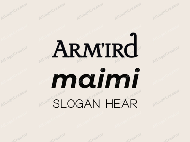 นี่คือโลโก้แบบมินิมอลที่มีคำว่า "Armird" ในตัวอักษรสีดำขนาดใหญ่ ตัวหนา แบบ sans-serif อยู่ตรงกลางบนพื้นหลังสีเบจอ่อน ข้อความอยู่ตรงกลางภาพพอดี ด้านบนของข้อความมีข้อความเล็กๆ สีดำ