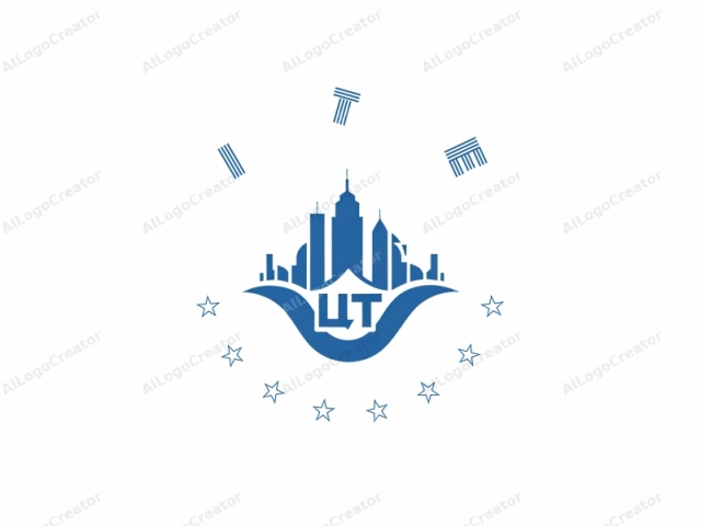 Das Logo-Bild zeigt ein minimalistisches und abstraktes Design. Im Zentrum dominiert eine stilisierte, blaue Silhouette einer Stadtlandschaft, mit einem markanten Wolkenkratzer im Vordergrund. Der Wolkenkratzer ist in einem sauberen, modernistischen Architekturstil dargestellt.