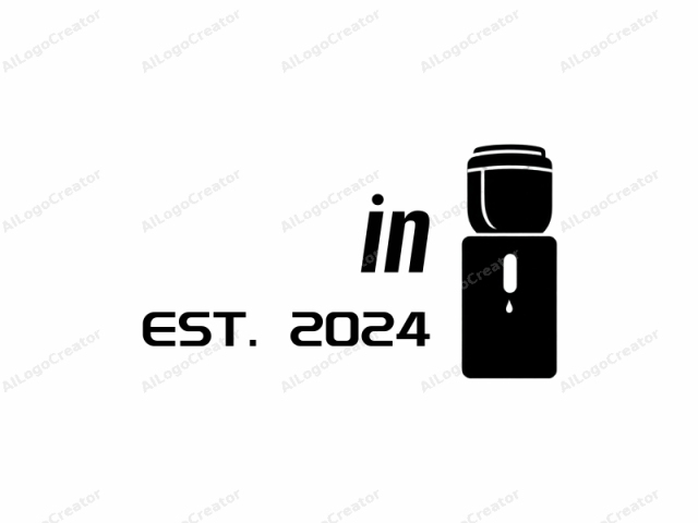 The logo is a simple, minimalist black and white drawing depicting a coffee machine. The image features a tall, rectangular black body with a slight taper at the top. The base of the machine is wide and solid, providing stability. Near the top