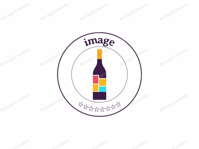 Dieses Logo-Bild zeigt ein stilisiertes, minimalistisches Design einer Weinflasche. Die Flasche, zentriert auf einem weißen Hintergrund, ist in einem einfachen, flachen Schattierungsstil dargestellt. Ihr Körper ist in einem dunklen Violett gehalten, während der Hals und der obere Teil