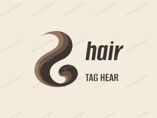 The image features a stylized logo centered on a plain, off-white background. The logo consists of a single, continuous, flowing line that creates a spiral shape with a smooth, elegant curve. The line is composed of multiple shades of brown,