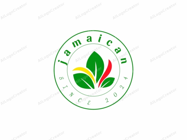 This is a minimalist, abstract logo design featuring stylized leaves. The leaves are primarily depicted in green, symbolizing growth and nature. The green leaves are arranged in a semi-organic, three-leaf formation, creating a sense of balance and
