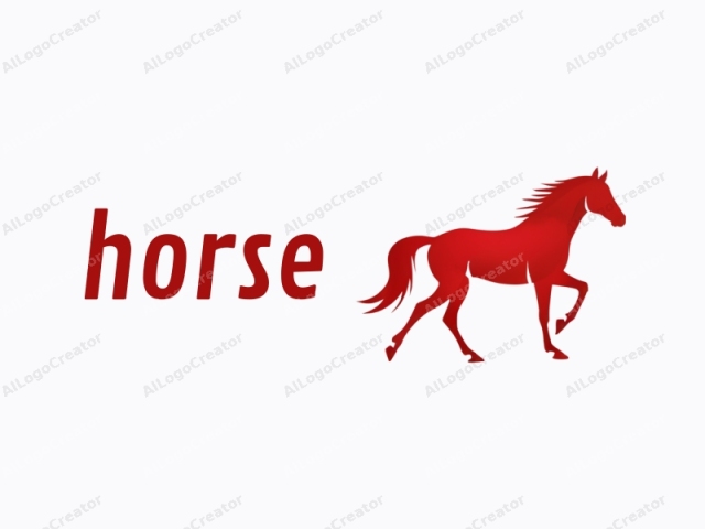 which is a minimalist vector graphic featuring the silhouette of a horse in profile. The horse, positioned centrally, is depicted in a bold, red color against a clean, white background, creating a stark contrast that makes the image stand out. The horse