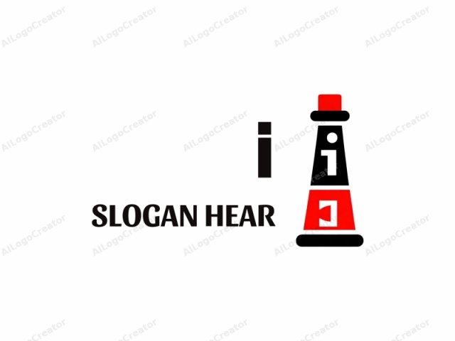 This logo features a minimalist, abstract depiction of a lighthouse. The design consists of two distinct, stacked sections: the upper section and the lower section. The upper section is black, with a simplified outline of a lighthouse tower, featuring a