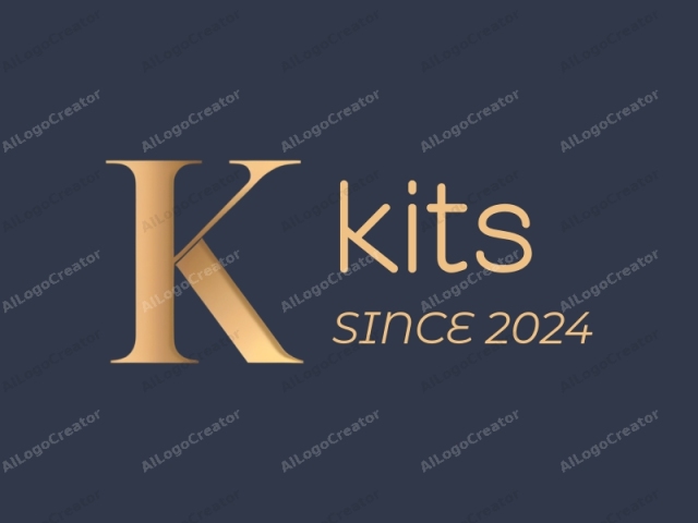 This is a minimalist digital logo image featuring a capital letter "K" in the center, prominently displayed against a dark navy blue background. The letter is rendered in a sleek, modern serif font with a golden hue, giving it a luxurious and elegant