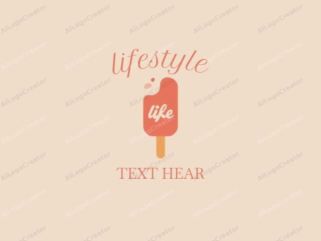 The image is a minimalist logo design featuring a stylized, two-tone popsicle on a pale beige background. The popsicle is primarily pink with a slight gradient, transitioning to a darker shade towards the bottom, resembling a melting effect. The word