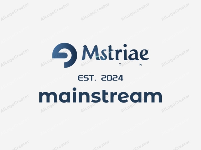 Dies ist ein digitales, minimalistisches Logo für "Mstriae", das mit einem schlanken und modernen Ästhetik entworfen wurde. Das primäre Farbschema wird von Dunkelblau dominiert, mit subtilen Verläufen und Schatten, die Tiefe und visuelles Interesse hinzufügen. Das Logo zeigt ein abstraktes Design,