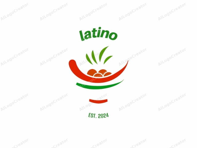 which consists of a simplified, stylized depiction of a bowl. The logo features a bold, red and green color scheme. The primary object is a large, smooth, curved bowl, depicted in red. Within the bowl, three brown spheres representing