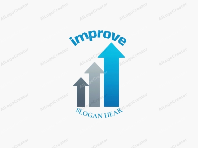 featuring a minimalist, abstract design that conveys progress or growth. The image consists of three upward-pointing arrows arranged vertically, symbolizing an ascending or increasing trend over time. From left to right, the arrows are gray, light gray, and blue