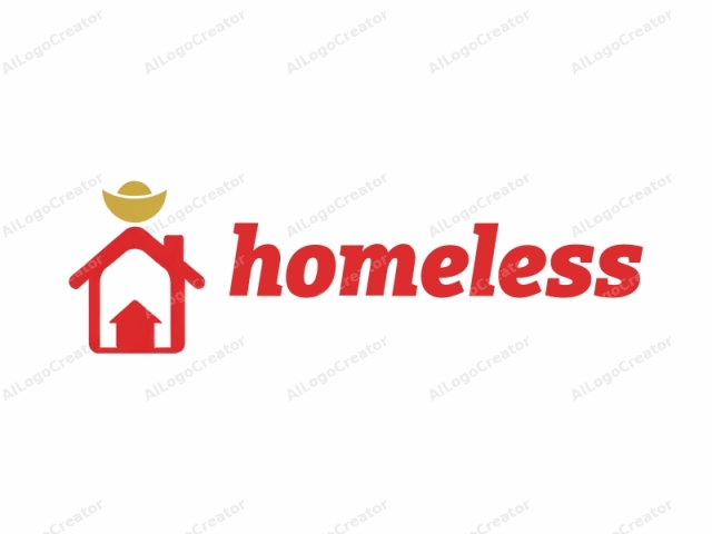 This is a minimalist logo featuring a simplified, stylized illustration. The logo has a clean, modern design with distinct, bold shapes and colors. The main figure is a red house with a white roof and a chimney. The house is centrally positioned