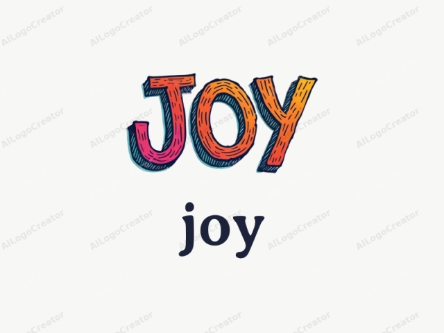 Das Bild ist ein digitales Logo, das das Wort "JOY" prominent in großen, fetten Großbuchstaben vor einem einfachen weißen Hintergrund zeigt. Die Typografie ist verspielt und lebendig, wobei jeder Buchstabe in einem einzigartigen Farbverlauf dargestellt ist. Der erste