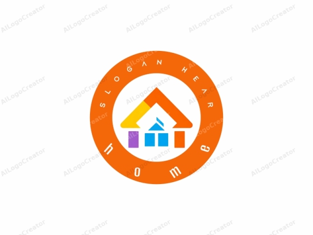 featuring a simple yet modern design. This is a logo with a minimalist style, characterized by its clean lines and vibrant color palette. The design consists of a triangular shape formed by four triangular sections in different colors: yellow, red, orange, and blue