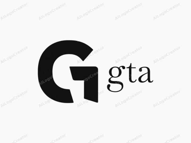 The logo features a bold, black, capital letter "G" with a distinctive, angled shape, set against a crisp, white background. The letter's edges are sharp and clean, giving it a modern and minimalist look. The "G"