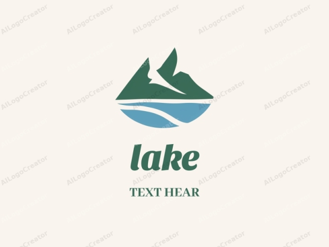 The logo is a minimalist, flat design with a clean, geometric shape. It consists of two primary colors, green and blue, with a white background. At the center, there is a stylized representation of a mountain range with jagged peaks