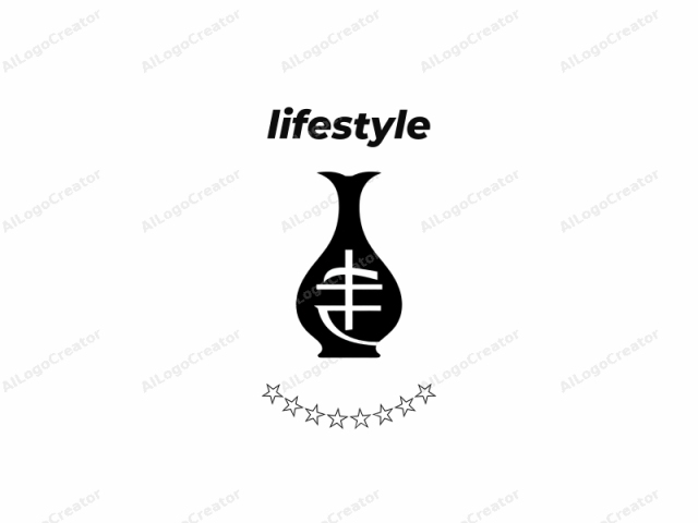 The logo is a minimalist, black-and-white drawing featuring a stylized vase, with a smooth, elongated body tapering into a small, upward-pointing lip at the top. The vase's silhouette is simple yet elegant, with no visible