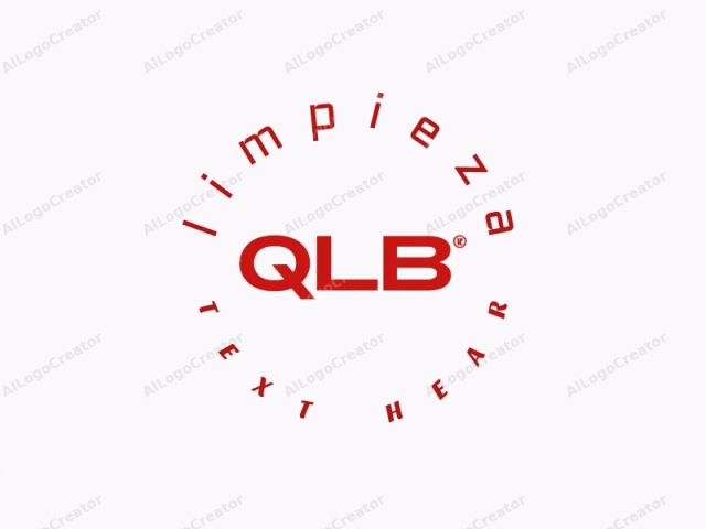 這是一個極簡、幾何風格的標誌，以醒目的紅色大寫字母"QLB"為中心，置於純白色背景上。字母採用無襯線字體設計，邊緣清晰銳利，筆劃粗細一致，賦予它們一種