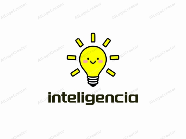 Este es un dibujo caprichoso y de estilo caricaturesco de una bombilla, representada con una actitud alegre y amistosa. La bombilla tiene un cuerpo amarillo brillante, con una forma curva simple y dos líneas horizontales simétricas a cada lado.