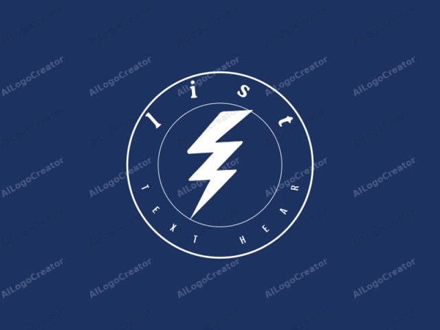 which features a bold and striking lightning bolt. The lightning bolt is the central focus, occupying the majority of the composition and positioned centrally. It is rendered in a crisp, white color against a smooth, gradient background that transitions from a deep navy blue