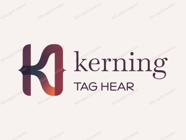 Esta imagen es un diseño de logotipo digital minimalista que presenta una letra "k" estilizada sobre un fondo blanco liso. El logotipo se representa en un gradiente de colores, comenzando con un granate oscuro y profundo en la parte superior, transicionando a través de un burdeos