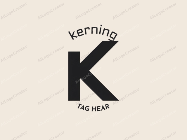 Este es un logo minimalista que presenta una "K" mayúscula y atrevida en el centro de un fondo liso y blanquecino. La "K" está renderizada en una fuente sans-serif moderna y elegante, con líneas limpias y un tono negro sólido que destaca