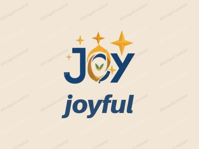 This is a digital graphic featuring a minimalist and modern design with a focus on simplicity and clarity. The background is a light cream color, providing a neutral canvas that allows the central elements to stand out. The main subject is the word "JOY