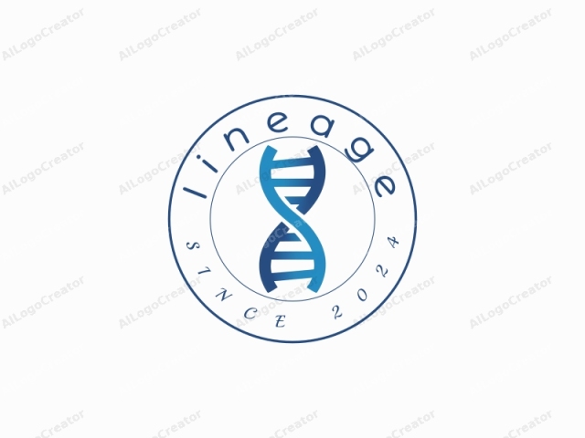 This is a digital graphic representing a double helix, the iconic molecular structure of DNA. The design features a stylized and simplified version of the helical shape. The double helix is composed of two strands twisted around each other, each strand