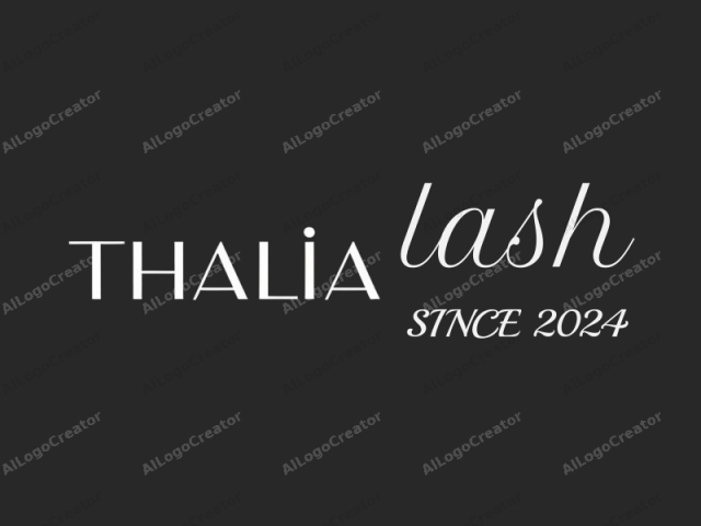 This image is a minimalist digital design representing the logo for the brand "Thalia." The logo features the brand name written in all capital letters in a sleek, modern sans-serif font. The letters are bold and evenly spaced, maintaining a consistent thickness