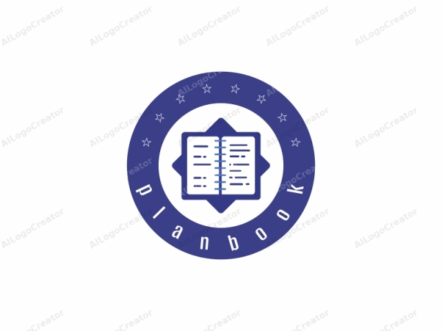 This is a clean, minimalist digital logo design featuring an open spiral-bound notebook. The notebook occupies the central focus of the image and is depicted using a simple, flat vector graphic style. The spiral-bound notebook is oriented vertically and is rendered in a