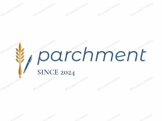 The logo image features a minimalist design consisting of a stylized, abstract wheat ear depicted in gold and blue. The wheat ear, which occupies the central left portion of the image, is rendered in a sleek, clean, and geometric fashion. It