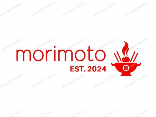 depicting a stylized representation of a traditional Asian soup vessel. The logo is a simplistic, modern, and vibrant red silhouette against a plain white background. The central figure is a rounded, shallow bowl with a flat base, resembling a Chinese or Japanese