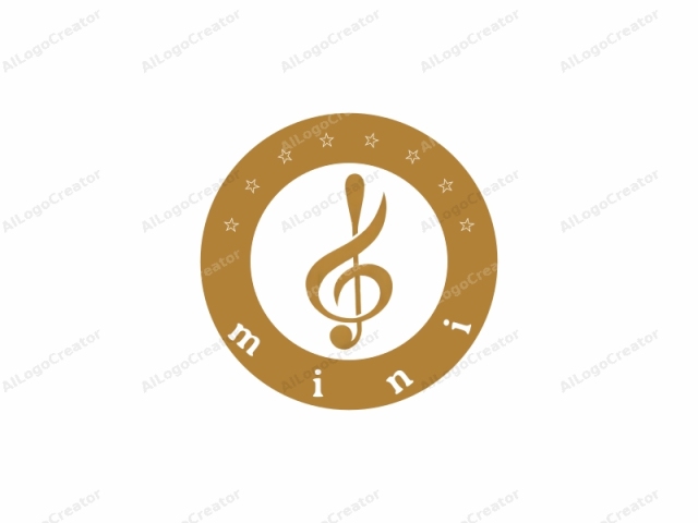 which depicts a musical note in a stylized manner. The note, rendered in a solid gold color, stands out vividly against a plain white background. The note consists of an elongated, graceful treble clef with a curved staff and