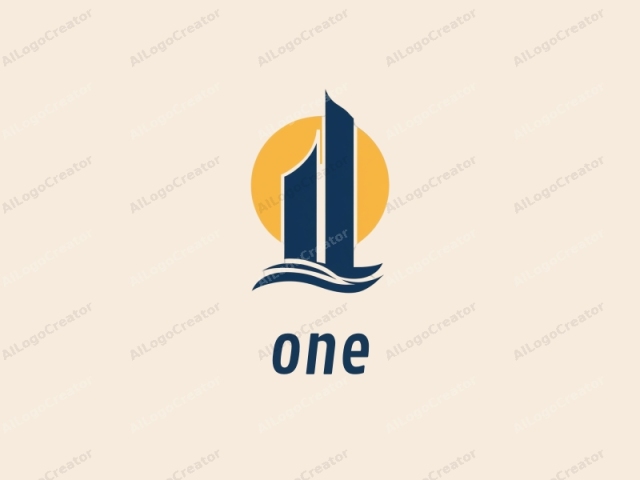 This is a minimalist logo design with a modern and clean aesthetic. It features a stylized sailboat emblem. The sailboat, rendered in deep navy blue, is composed of a sleek mast that rises vertically from a sleek, wave-like base.