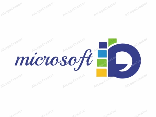 which is a minimalist design created using a combination of colors and geometric shapes. The logo features a stylized, lowercase "d" in the middle. To the left of the "d" are stacked rectangular blocks of varying colors: green, blue