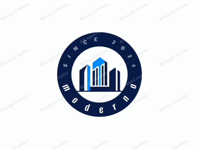 which depicts a stylized, minimalist skyscraper. The logo features a sleek, abstract representation of a tall building. The design is clean and modern, utilizing geometric shapes to convey a sense of modernity and strength. The primary colors used are blue