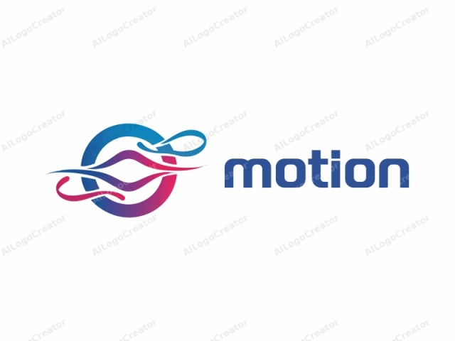This digital artwork features a clean, modern design, prominently displayed against a plain white background. The logo consists of a large, circular shape that transitions smoothly from a deep blue on the left to a vivid purple on the right. Inside this circular band