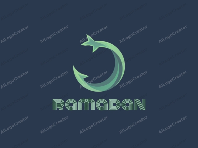 The image is a minimalist, digital graphic logo set against a solid navy blue background. The logo is a stylized, circular shape resembling an incomplete spiral or a crescent moon, with a gradient of teal hues that transitions smoothly from light to dark