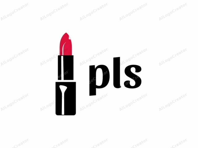 This image features a simple, stylized representation of a lipstick tube in black and red. The lipstick is depicted in a minimalist, flat design with no gradients or shadows, giving it a clean, modern look. The lipstick itself is red, with