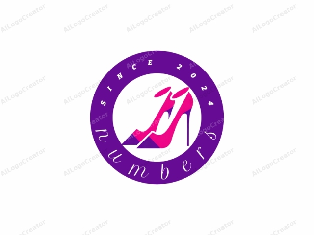 This minimalist logo consists of two high-heeled shoes set against a white background. Each shoe is depicted with a vibrant, modern aesthetic. The dominant color is a striking magenta, with accents of bright purple on the toe caps and the high heels