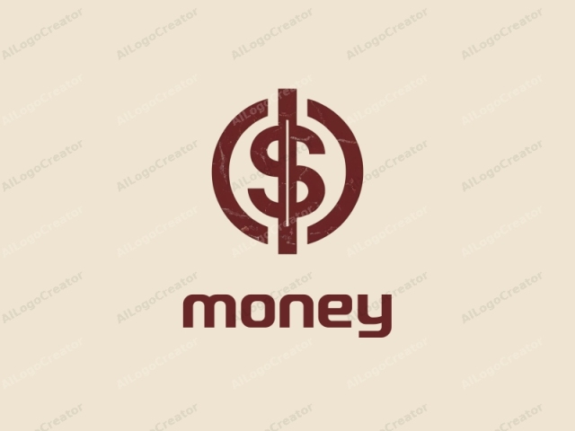 This logo features a simplistic, abstract design. At the center is a stylized dollar sign ($), depicted in a dark red color. The dollar sign is enclosed within two thick, overlapping circles, with the outer circle being slightly larger than the inner