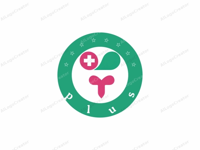 in a professional setting, focusing on the description of the logo without any subjective adjectives. The logo is a minimalist, abstract design. It features two main elements: a pink, stylized shape resembling a heart, located at the bottom of the image