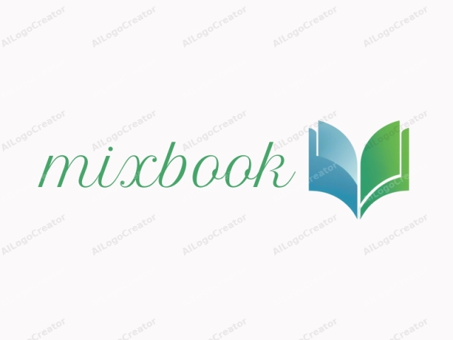 which features a stylized representation of an open book with smooth curves and a minimalistic design. The logo comprises two large, inverted V-shaped sections that form the pages of a book. Each page is divided into three distinct color segments, with the