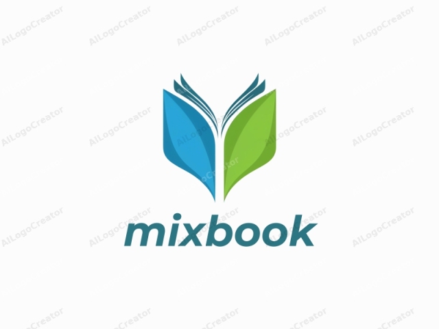 emphasizing clarity and simplicity. This logo features a stylized illustration of a book with two pages. The book is facing towards the viewer with its pages slightly open, creating a sense of curiosity and exploration. The left page is blue and the right page