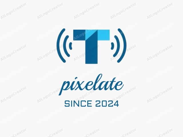 This image is a digital graphic of a stylized letter "T" on a white background. The letter "T" is depicted in a sleek, modern, minimalist style. It is primarily blue, featuring a gradient from a light to a dark