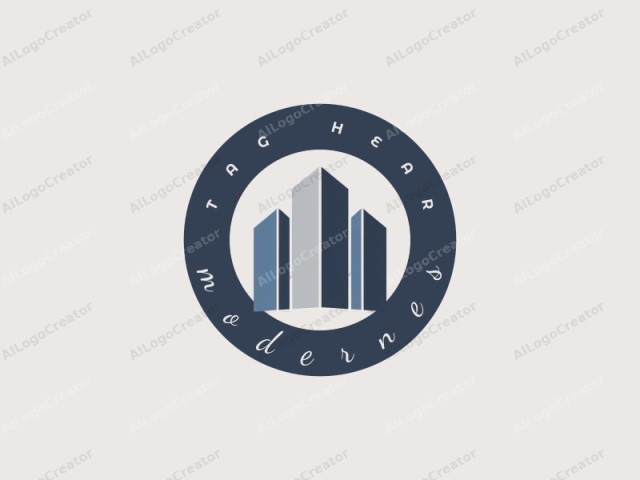 This logo features a modern, abstract design consisting of three tall buildings, represented in a simplified, geometric style. Each building is depicted with clean lines and minimal details, enhancing the sense of sleekness and modernity. The buildings are positioned close together
