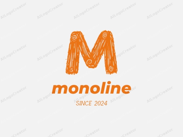 มีตัวอักษร "M" ที่โดดเด่นและมีสไตล์เพียงตัวเดียว ตัวอักษร "M" ถูกแสดงด้วยสีส้มสดใสและทึบแสง พร้อมกับลายเส้นแปรงที่หยาบและดูเหมือนวาดด้วยมือ ซึ่งเพิ่มพื้นผิวและความมีชีวิตชีวา ตัวอักษรประกอบด้วยเส้นหนา