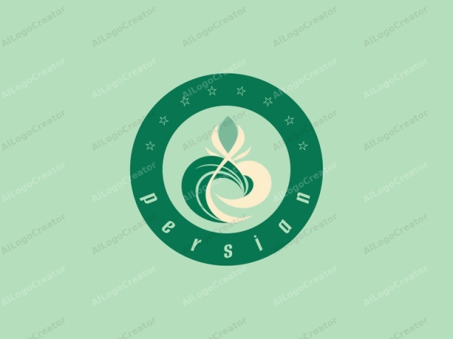 in a minimalist style. The logo features a stylized, abstract design centered against a solid, light aqua background. At its center, there is a large, curving, organic element that resembles a wave or the outline of a flower. The