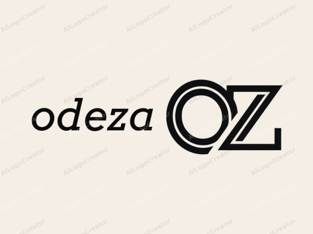 ロゴは、モダンでミニマルなスタイルの大文字「OZ」で構成された抽象的なデザインを特徴としています。文字は太く幾何学的で、クリーンなラインと滑らかな仕上げが施されています。それらはシンプルな背景に対してソリッドブラックでレンダリングされています。