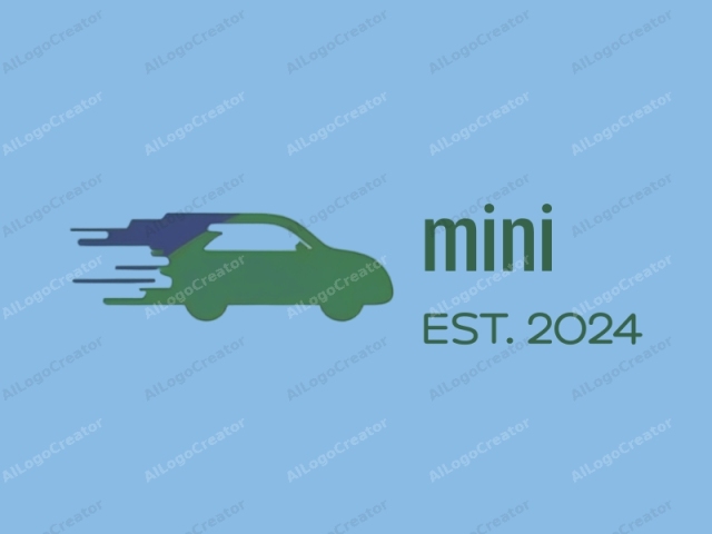 This is a minimalist logo depicting a stylized silhouette of a car in motion. The car is positioned centrally against a light blue background, which provides a calming, neutral tone. The car is rendered in green, giving it a modern, clean appearance