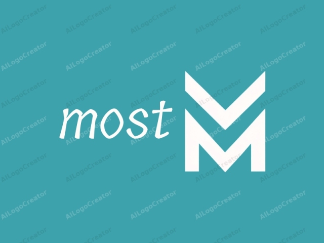 a stylized letter M with a distinctive geometric design. The image features a minimalist approach, focusing on clean lines and a clear, uncluttered visual aesthetic. The logo consists of two intersecting, curved lines forming the letter M. The