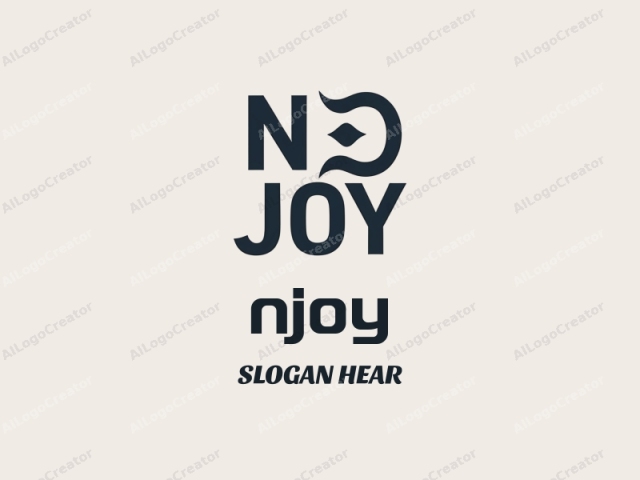 這張圖片是以極簡風格呈現的「NOJOY」字樣的數位繪圖。字體為無襯線體，線條簡潔，整體厚度一致。字母粗體，並以深藍色呈現，形成強烈對比。